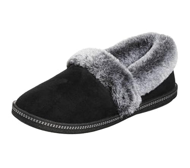 Skechers Cozy Campfire - Team Toasty Women's Flat Slippers, Black (Black Microfiber Suede/Faux Fur Line Blk), EU on Sale